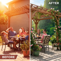 10 Ft. X 10 Ft. Traditional All Cedar Wood Outdoor Patio Pergola Shade Structure — Before & After