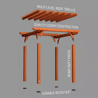 Outdoor Cedar Pergola Built for Natural Shade Creation, 100% Cedar Construction, 10x10 Foot Coverage, Traditional Design