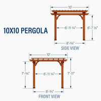 Outdoor Cedar Pergola Built for Natural Shade Creation, 100% Cedar Construction, 10x10 Foot Coverage, Traditional Design