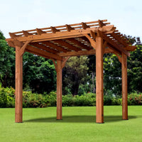 Outdoor Cedar Pergola Built for Natural Shade Creation, 100% Cedar Construction, 10x10 Foot Coverage, Traditional Design